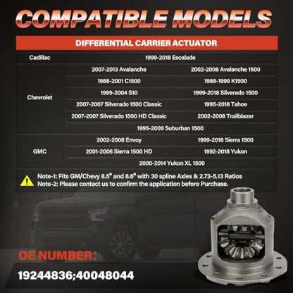 Rear 8.5" and 8.6" Differential Open Loaded Carrier Case with Bearing Fit for Cadillac GMC Chevy 30 spline 10 bolt, Replace 40048044 19244836 - size: OE: 19244836, 40048044