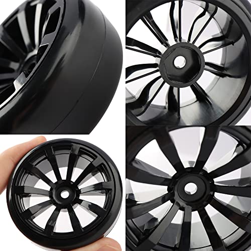 4PCS 12mm Hub Wheels,1:10 63mm Hard Plastic RC Drift Cars On Road Touring Racing Bald Tires for Traxxas HSP Tamiya HPI Kyosho On-Road Drifting Car Trucks(Black) - color: Black