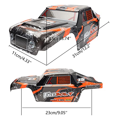 90144 Truck Car Shell Body Cover with Body Decal Spare Parts for 1:12 Bruhless Brushed 901 901A HM124 RC Car Trucks (Orange)