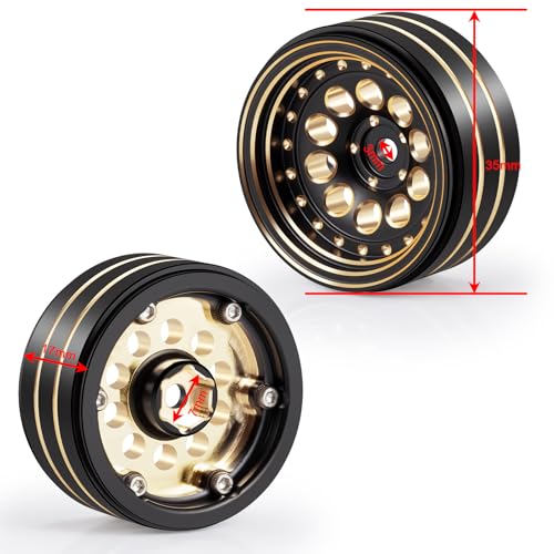 Brass 1.3" RC Beadlock Wheel Rims for 1/18 TRX4M 1/24 AXIAL SCX24 | 4pcs/228g Heavy Weight RC Crawler Car Upgrade Parts - color: Black