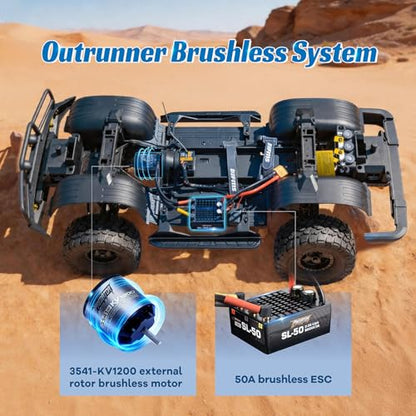 FMS FCX10 LC80 1/10 Brushless RC Crawler, Official Toyota Licensed RC Rock Crawler 4x4, High Torque 1/10 Brushless RC Truck with 2-Speed Transmission, Professional Brushless RC Car for Adult - color: Green