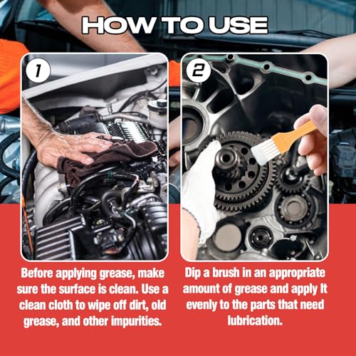 AstraVox White Lithium Grease, Multi-Purpose Lubricant Lithium Grease | with Brush for Hinges, Bearings, Gears, and Garage Doors, Ideal for Automotive, Marine, Industrial, and Household Use (1)