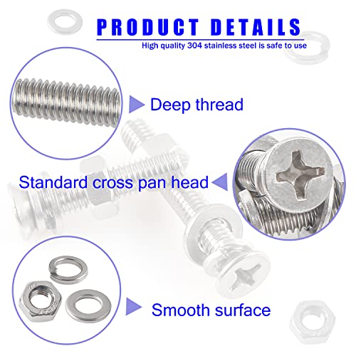 newlng 680pcs M3 M4 M5 M6 Flat Head Phillips Machine Screws with Nuts & Washers Kit 304 Stainless Steel Bolts and Nuts Washers Cross Countersunk Head Screws for DIY Repair Fixing Accessories - size: M3456-2