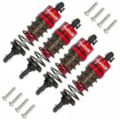 1/10 62MM RC Oil filled Shock Absorbers kit for Tamiya TT-01 TT-02 / Hyper Go 1/14 H14BM 14209 / Losi v100 Upgrades Replace Parts (Red) - color: Red