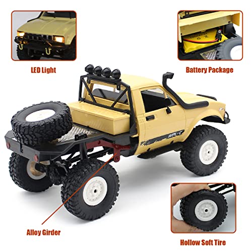 Mostop C14 RC Crawler 4x4 Offroad Rock Crawler Climbing Truck | 1/16 All Terrain Remote Control Car with LED Lights, Proportional Throttle Steering, 2 Batteries, RTR RC Car for Kids Boys 8+