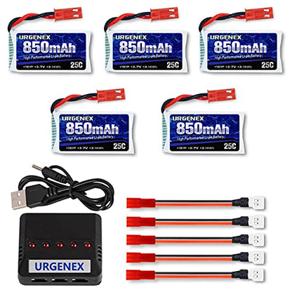 3.7V Lipo 850mah Rechargeable Lipo with JST Plug X5 Charger for MJX Syma Holy Stone Sky Viper RC Quadcopter Drone X56W X400 X400W X300C X400C X800 HS110 HS200 S670 V950hd S1750 V2450