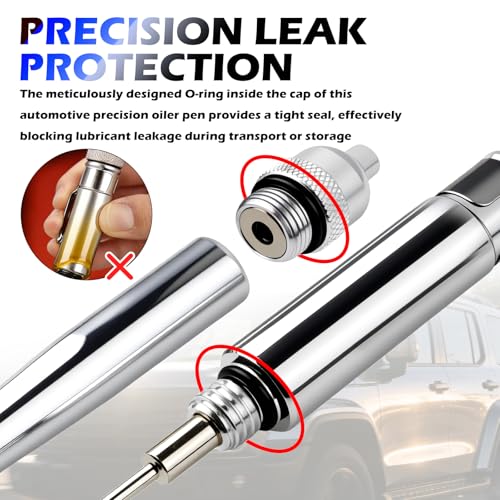 Car Precision Oiler Pen,Aluminum Pen Oiler with Solid Needle & Pocket Clip,Portable Leak-Proof Oil Applicator Car Accessories for Automotive Parts/Machine Maintenance