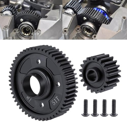 Center Diff Gears Output 51T Input 20T for TRA-XXAS 1/5 X-MAXX 8S | 1/6 XRT RC Car Upgrade Steel Medium Differential Gear Set