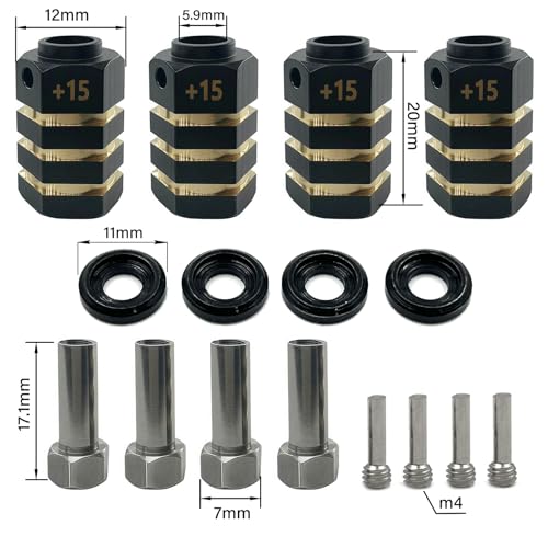 12mm Wheel Hex Hub Extension Adapters for TRX4 TRX6 RC Crawlers, CNC Machined Brass Wheel Spacers (20mm) - style: 20mm