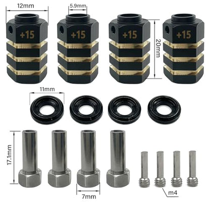 12mm Wheel Hex Hub Extension Adapters for TRX4 TRX6 RC Crawlers, CNC Machined Brass Wheel Spacers (20mm) - style: 20mm