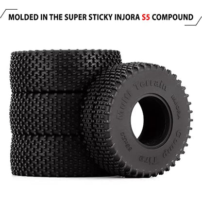 INJORA 1.0 55 * 20mm All Terrain Comp Pin Tires for 1/18 1/24 RC Crawler