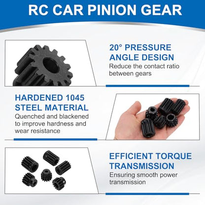 uxcell 2Pcs 1.5 Mod 14T Spur Gear 8mm Bore, 1045 Steel Pinion Gear Black Surface Treatment, 20° Pressure Angle, for Spur Rack and RC Model Car or Motor DIY(16mm) - size: 1.5 Mod 14T, 8mm x 16mm