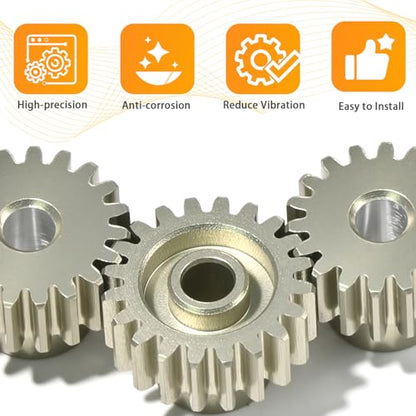 3PCS 0.6 Mod 0.6M Pinion Gear Set 18T 19T 20T, 7075 Aluminum Alloy RC Gears with 3.175mm Bore for 540 550 Brushed Brushless Motors, Fits for 1/10 Tamiya Redcat HSP HPI RC Cars - size: 18 19 20T