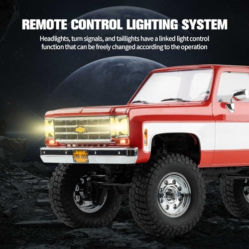 FCX18 FMS 1/18 Chevrolet K10 RC Truck, Officially Licensed 4WD RC Crawler 2 Speeds Switch with LED Lights, Off-Road RC Model for Adults (Red) - color: Red