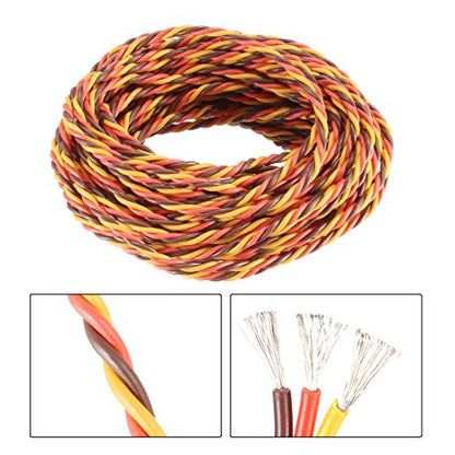uxcell 29.5FT/9Meters 28AWG Servo Wire 3Pin Line RC Servo Model Twist Extension Cable 30 Core Brown/Red/Orange