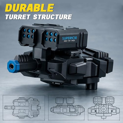 RC Tank Launcher Module Replacement for Remote Control Stunt Car, Shooting Launcher Head Attachment for Battle Tank Toy Vehicle, Kids RC Toy Accessory Spare Part - color: Blue & Rapid Shooter