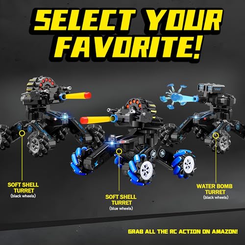 RC Tank Car with Drift, Hand Gesture Control Stunt Truck | 2.4GHz Remote Control, Hand Gesture Control Dual Mode Car, Spray, Music & LED Lights, Deformable Stunt Truck - color: Black & Soft Bullets