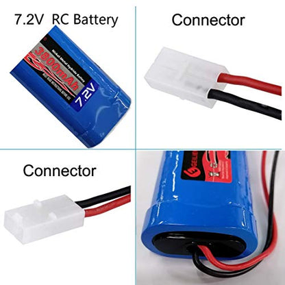 7.2V 3800mAh OXWINOU Battery Pack High Capacity 6-Cell NiMH Flat Battery Pack, Replacement Hobby Battery for RC Car, RC Truck, RC Tank, RC Boat with Standard Tamiya Connector (1Pack) - color: 1-Pack 7.2V NiMH 3800mAh Battery