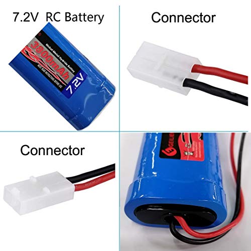 7.2V 3800mAh High Capacity 6-Cell NiMH Flat Battery Pack, Replacement Hobby Battery for RC Car, RC Truck, RC Boat with Standard Tamiya Connector (1Pack) + 8.6V Output Adapter(1Pack) - color: 1-Pack 7.2V NiMH 3800mAh Battery + 1-Pack 8.6V Output Adapter