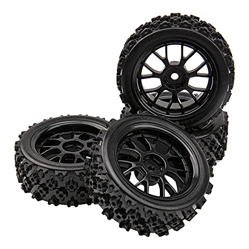 OD 2.83'' 12mm Hex Hub Wheel Rims & Rubber Tires Compatible with Kyosho HSP Tamiya HPI 1/10 1/12 On-Road Touring Car,WLtoys 1/14 144001 Traxxas 1/16 Slash 1/18 A959B RC Buggy,Black