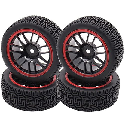 4PCS Treehobby OD 2.68" (68mm x 26mm) Rubber RC Wheel 12mm Hex Hub Wheels and Tires Set Compatible with 1/10 HSP HPI Redcat Himoto Kyosho Sakura RC On-Road Racing Car Touring Car Upgrade Parts