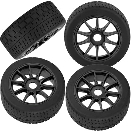 RC Highway Tires Wheel for 1/8 Typhon 6s BLX,1/7 Infraction 6S BLX/Limitless,RC Drift Off Road Buggy Rally Truck Wheels and Tires,4PCS RC High Speed Wheel Highway Rubber Tires,Black - color: Black - (4pcs High Speed Wheel)