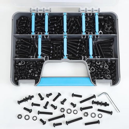 655PCS M6 Bolt Assortment Kit, M6 x 10/12/14/16/20/25/30/35mm Button Head Hex Socket Cap Screws Nuts Bolts Washer Assortment Kit 10.9 Grade Alloy Steel Black Oxide - size: M6 655PCS Button Black