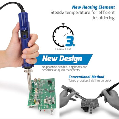 WEP 929D VI 180W Electric Desoldering Iron Tool Temperature Controlled with Removable Solder Sucker with 3 Nozzles Pump Function Soldering Iron