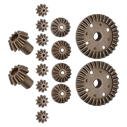 T best 16pcs Metal Gear, Metal Spur Diff Differential Main Gear RC Gear Upgrade Parts Fit for 12428 12423 RC Accessory