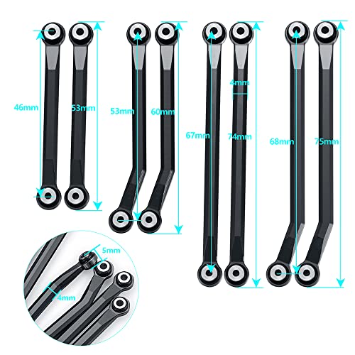 Metal Linkage High Clearan Steering Link Set, Black | For 1/18 TRX4-M Bronco Defender, RC Crawler Car - color: Black