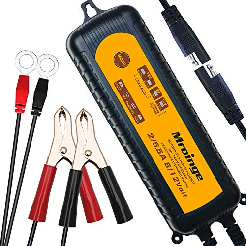 Smart Battery Charger, Mroinge 5.5A 6V/12V Automatic Battery Charger/Maintainer for Cars, Motorcycles, SUVs, Trucks and More, Suitable for Charging Lead-Acid & Lithium (LiFePO4) Batteries