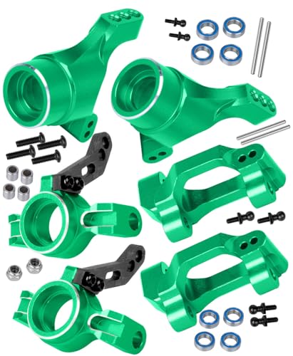 RC Aluminum C-Hubs Steering Block Caster Blocks for 1/18 LaTrax Teton Desert Prerunner Rally,Stub Axle Carriers Knuckles Set Hops UP, Replace Parts 7532 7552X (Green) - color: Green(for 1/18)