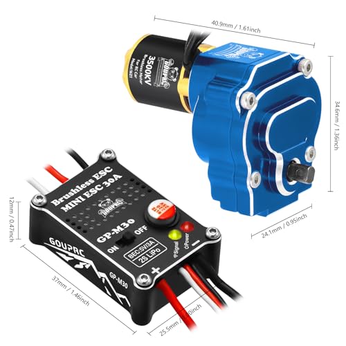 GOUPRC Upgarde 30A Brushless Esc & 1621 3500KV Brushless Outrunner Motor with Transmission for Redcat Ascent 18 1/18 RC Crawler Upgrade - style: For Redcat Blue