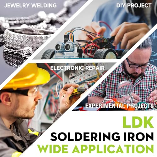 LDK 80W Soldering Iron Kit, 110V Digital Soldering Iron | with 5 Solder Tips, Solder Wire, Adjustable Temperature Solder Welding Tools, Fast Heating, Electrical Repair - color: Yellow