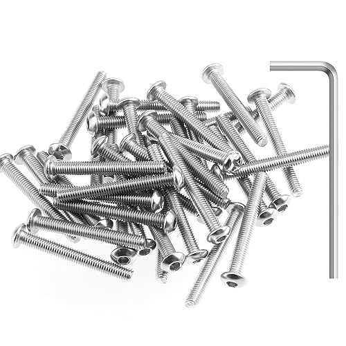 HELIFOUNER 100 Pieces M3 x 25mm, Thread Pitch 0.5mm, 304 Stainless Steel (18-8) Button Head Socket Cap Screws, Fully Threaded - size: M3 x 25mm
