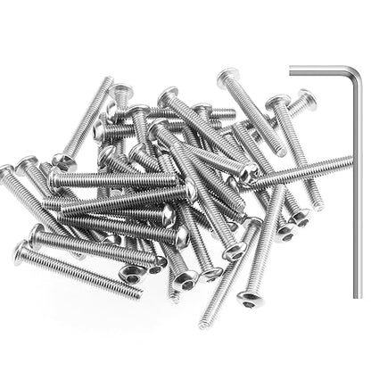HELIFOUNER 100 Pieces M3 x 25mm, Thread Pitch 0.5mm, 304 Stainless Steel (18-8) Button Head Socket Cap Screws, Fully Threaded - size: M3 x 25mm