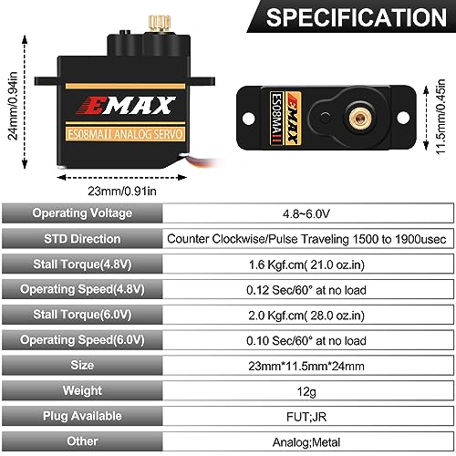 OGRC 12g Servo EMAX Servo RC Steering Servo with Servo Arm Steering Link and Brass Servo Mount for Axial SCX24 AX24 RC Car Upgrade Parts（Red） - color: Red