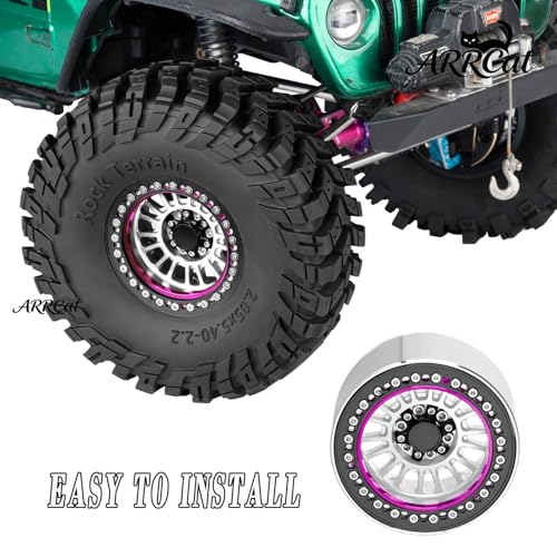Alloy 2.2 Beadlock Wheels Rims for 1/10 TRX4 TRX6 SCX10 SCX10 II SCX10 III SCX10 Pro Gen7/8 D90 VS4-10 MST CFX RC Crawler Car,RC 2.2 Beadlock Wheel Off Road Buggy Rally RC Truck Wheel,Silver - color: Silver - (Alloy 2.2 Beadlock)