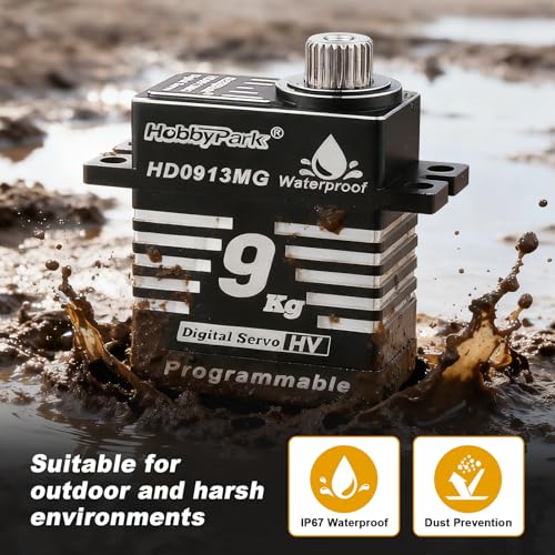 HobbyPark Waterproof for TRX4M Servo with Servo Mount Bracket and Aluminum Servo Horn Arm Set 9kg High Torque Metal Gear Digital Servo Motor Steering Servo fit 1/18 TRX-4M Crawler Car Upgrades Parts