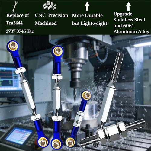 Stainless Steel Turnbuckles Fit for 1/10 Traxxas Slash 4X4 2WD,74-108mm Adjustable Camber Links for Rustler 2WD 4X4,Hoss 4X4,Stampede 4X4,Bandit 2WD 4X4 Upgrades Hop Ups Parts,Navy Blue - color: Navy Blue