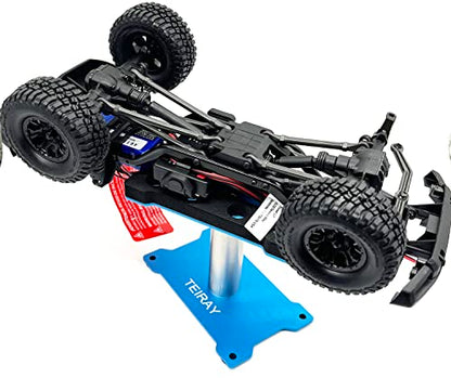 RC Car Work Stand Mat Repair Workstation Aluminum 360 Rotation Height Body Mounts for 1/16 1/18 1/24 SCX24 TRX4M Scale Cars Trucks RC car Display Stand (Blue) - color: Blue