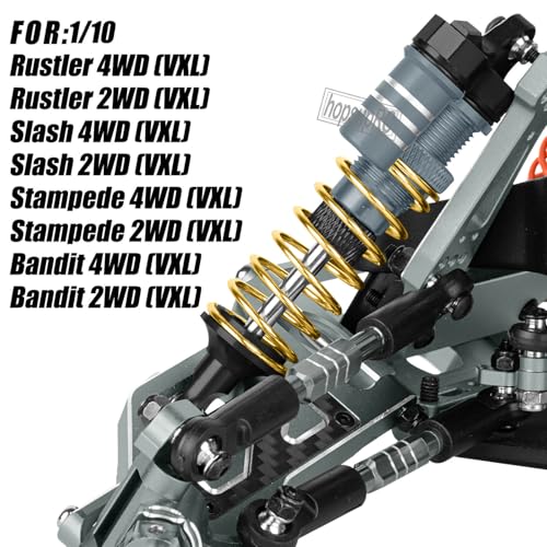 Upgrades Part Front Rear Assembled Full Metal Shocks Aluminum Big Bore RC Shocks Absorber Damper for 1/10 Slash/Rustler/Stampede/Bandit 4X4 4WD 2WD(VXL).Titanium(4PCS) - color: Titanium(4PCS)