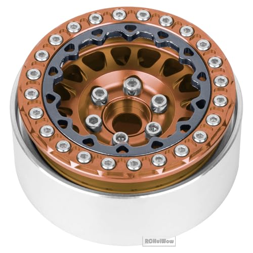 RC 1.9 Beadlock Wheels for 1/10 RC Crawler TRX4 TRX6 SCX10 90046 AX103007 VS4-10 MST CFX RC4WD D90 Red cat Gen8 7,Alloy Aluminium 1.9 rc Beadlock Rims 1.9 rc Wheels,4PCS,Brown - color: Brown(4pcs)