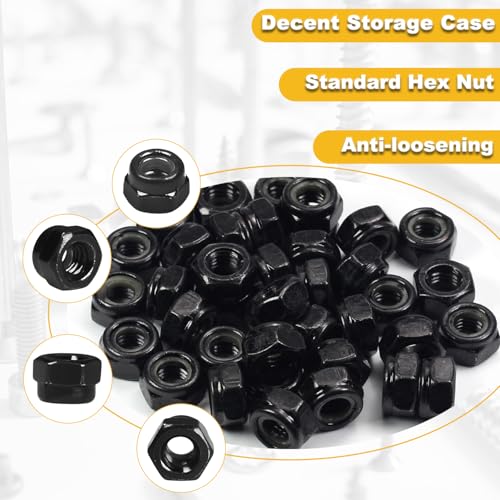 M8 Lock Nut Nylon Inserted Locknuts for Patio Furniture M8 Bolts | 40pcs Metric Hex Lock Nuts Self-Lock Nylon Insert M8x1.25mm Carbon Steel Self Locking 13mm Hex Nut Driver Nut - size: M8 (40PCS)