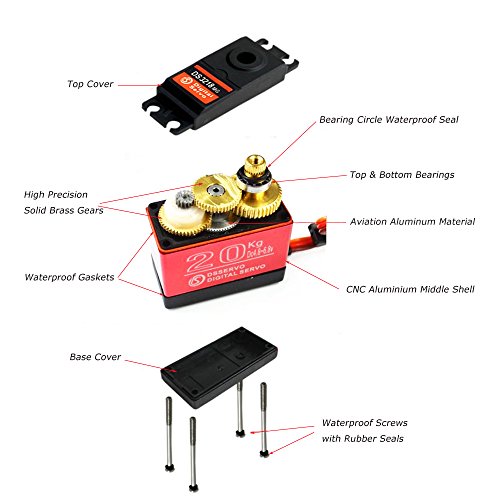 Pack of 4 DS3218 Digital RC Servo Motor 20KG High Torque Full Metal Gear Waterproof for Baja Cars Robot DIY 270° - size: 20kg x 4PCS(270°)