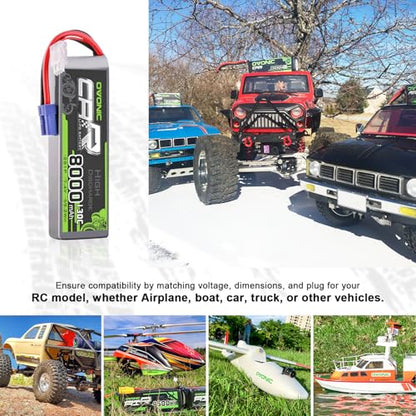 OVONIC 2S LiPo Battery 8000mAh 7.4V 130C RC Battery with EC5 Connector (2 Pack)(with Lipo Voltage Checker)