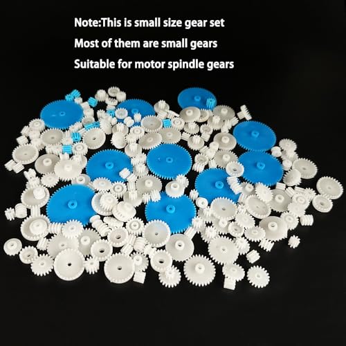 200PCS Module 0.5 Plastic Gear Single Gear Spindle Gear Small Motor Gears for DC Motor RC Car Robot DIY Model Toy Parts (White,Blue) - color: White,Blue