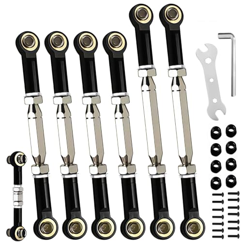 Stainless Steel Turnbuckles Camber Links Fit for Slash 2WD 4x4 Black | Adjustable 78-108mm,Compatible with 1/10 Traxxas Rustler VXL Hoss Stampede Bandit ,CNC Machined,Hops Up Tie Rods Parts - color: Stainless Steel & Black