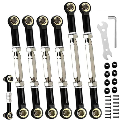Stainless Steel Turnbuckles Camber Links Fit for Slash 2WD 4x4 Black | Adjustable 78-108mm,Compatible with 1/10 Traxxas Rustler VXL Hoss Stampede Bandit ,CNC Machined,Hops Up Tie Rods Parts - color: Stainless Steel & Black