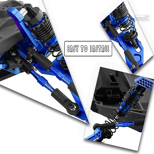 Upgrades Part for 1/10 Rustler/Stampede/Slash VXL 4X4,Big Bore RC Shocks&Steel Drive Shaft CVD&A Arm&Caster Block,Steering Blocks,Rear Stub Axle Carriers&Steering Bellcranks&Hex Hub,Navy Blue - color: Navy Blue/(6 Piece Set)
